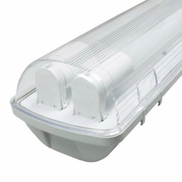 Pantalla Estanca IP65. Para 2 Tubos LED T8 de 120cm. Conexión Dos Laterales